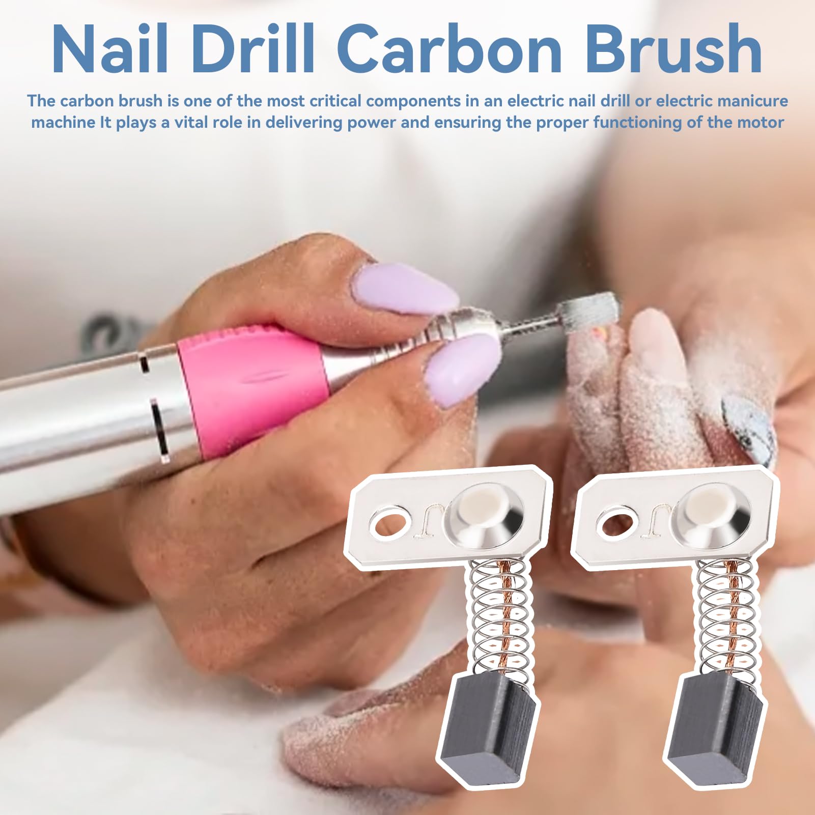 2PCS Professional Nail Drill Carbon Brush Replacement - Compatible with Electric Manicure Machines - Durable Handpiece Accessory for Salon & Home Nail Care