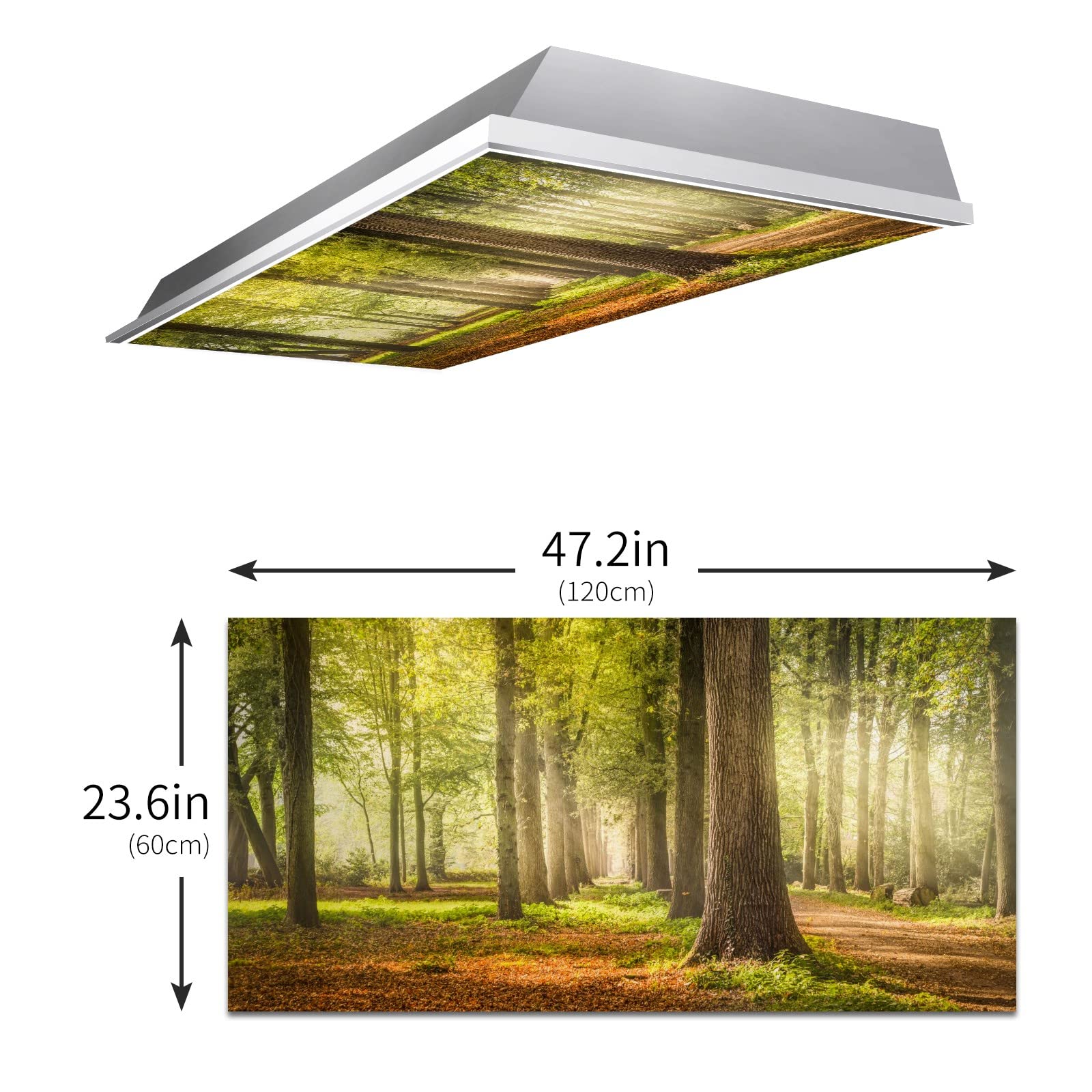 2x4 Flexible Decorative Light Diffuser Panels - Forest Trees Greenery Plants Nature Fluorescent Light Covers - Reduce Eye Strain & Headaches from Harsh Glare - Perfect for Office & Classroom Lighting