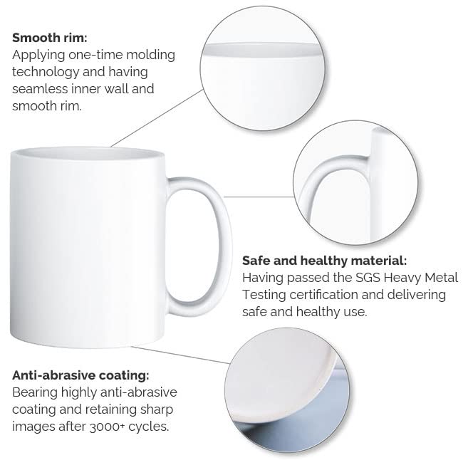 QOMOLANGMA 36PCS 11oz Sublimation Blank Coffee Mugs - White Heat Press Mugs A-Grade with Box - Perfect for Custom Gifts, Office Use & Home Decor