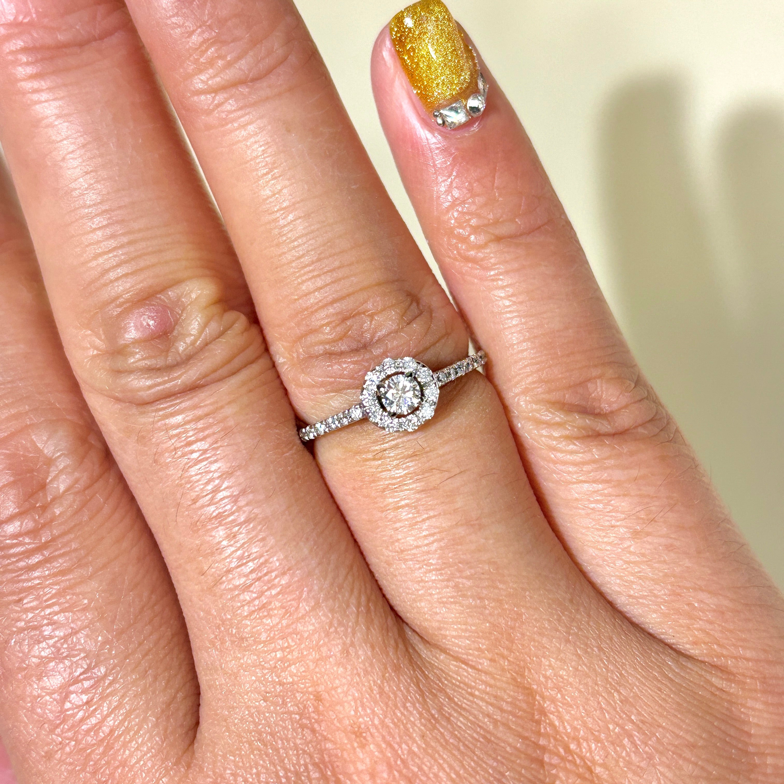 10K White Gold Diamond Halo Engagement Ring 0.40ctw Size 5 - Perfect for Proposals, Anniversaries & Bridal Jewelry Gifts