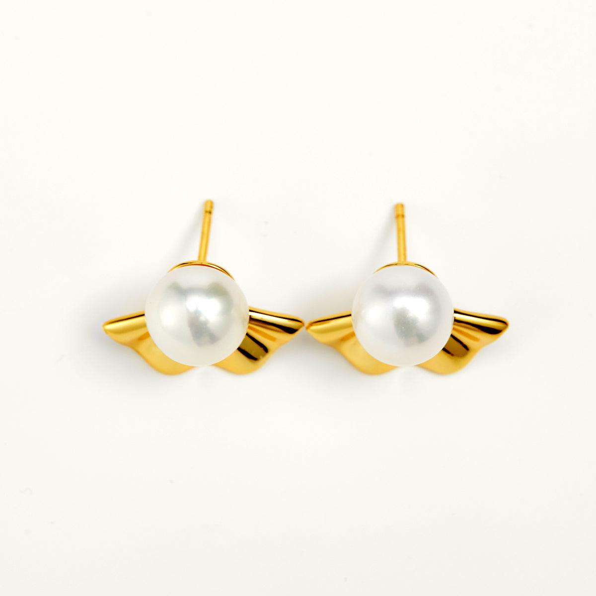 Exquisite Pearl Stud Earrings for Women - 14K Gold Plated Classic Elegant Jewelry - Perfect for Weddings, Parties & Daily Wear