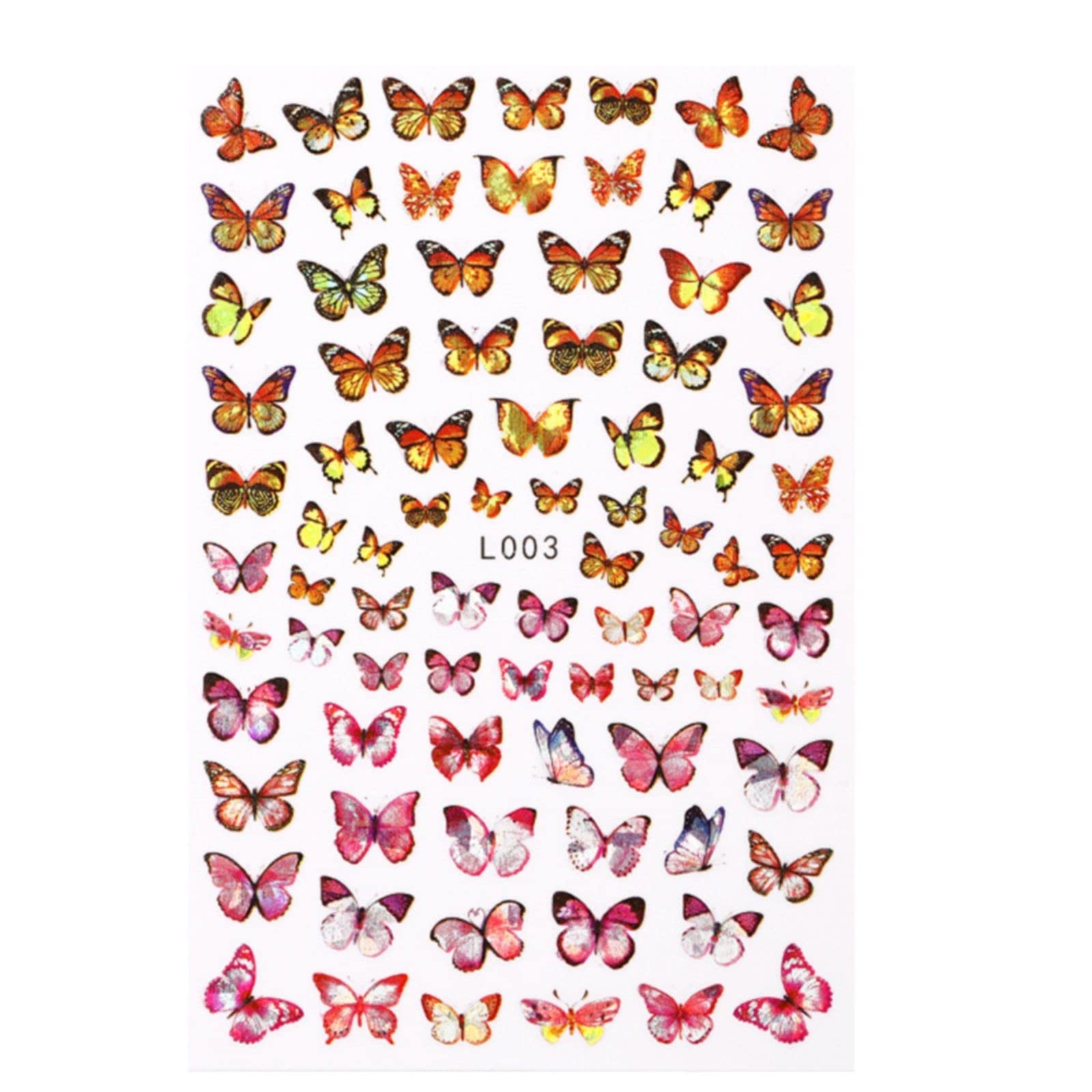 Colorful Butterfly Flower Nail Stickers - Self Adhesive Nail Decals for Women & Girls - Mixed Design Manicure Stickers - Acrylic Nail Glitter Decorations (Size C) - Perfect for DIY Nail Art, Parties, and Special Occasions