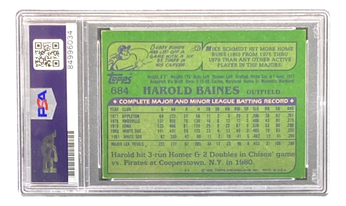 Harold Baines Autographed 1982 Topps #684 Chicago White Sox Baseball Card - PSA/DNA Certified - Perfect for Sports Memorabilia Collections & Baseball Fan Gifts