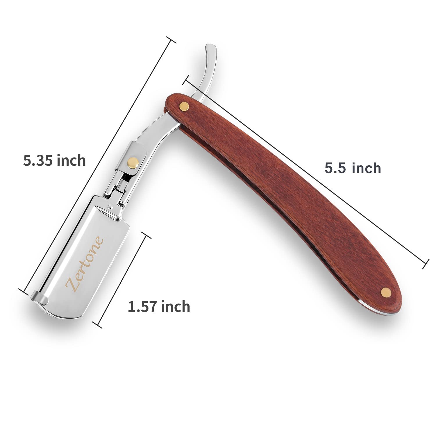 Zertone Professional Straight Razor for Men with Natural Wood Handle & 20 Double Edge Blades - Close Shaving Manual Barber Razor | Perfect for Home Grooming, Beard Shaping & Professional Barber Use (Aluminum)