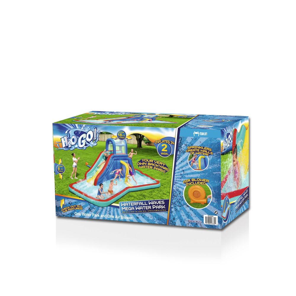 Bestway H2OGO! Mega Inflatable Water Park with Slide, Pool & Waterfall Waves - Perfect for Backyard Summer Fun, Kids Birthday Parties & Family Water Activities