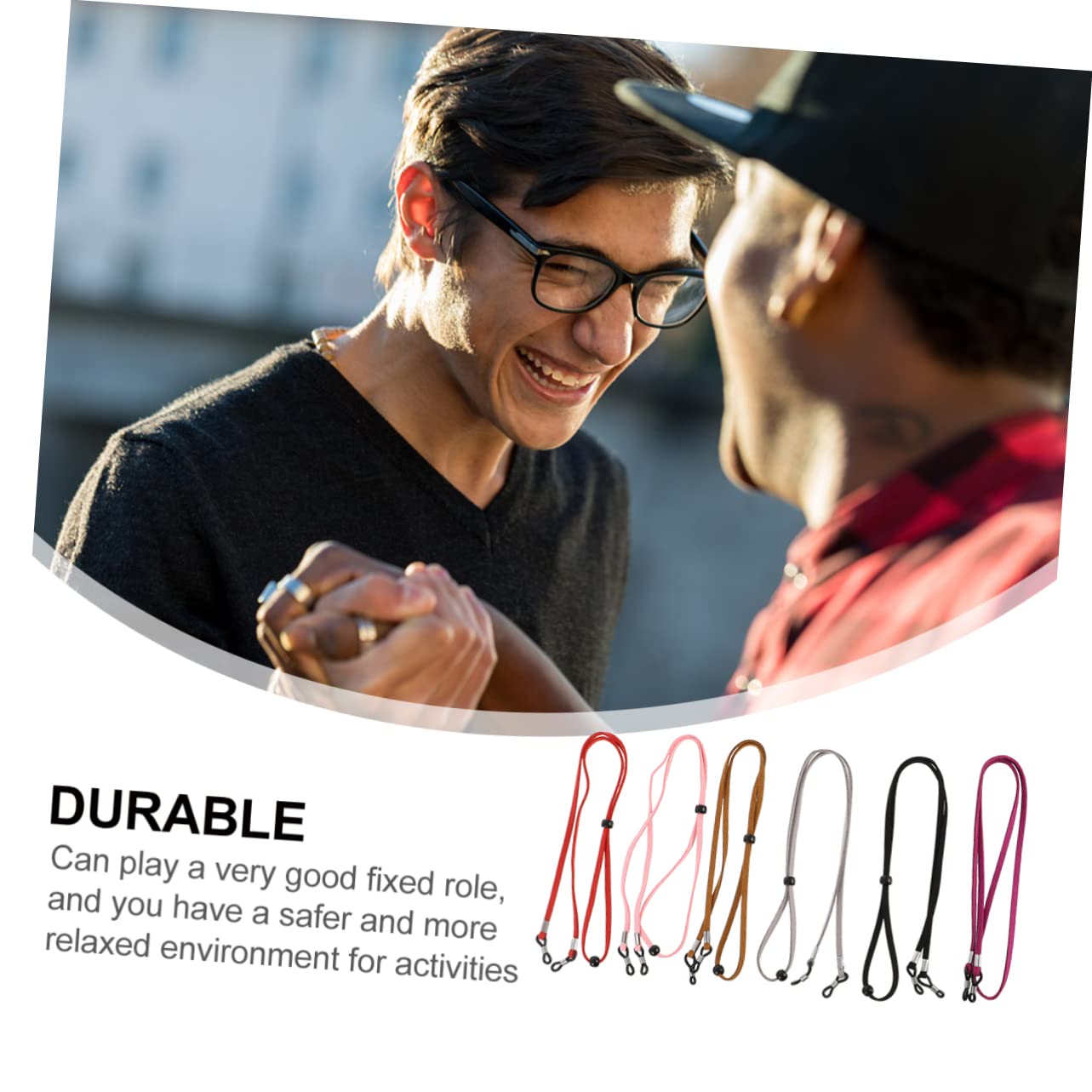 OSALADI 6-Pack Adjustable Eyeglass Straps - Elastic Glasses Holder for Women & Men - Anti-Slip Sunglass Chains for Sports, Reading & Outdoor Activities