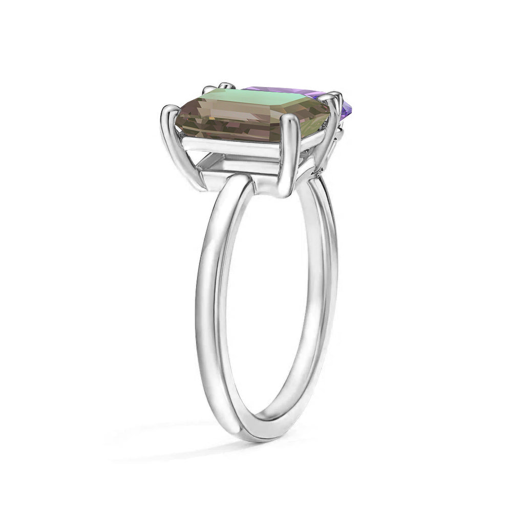 Personalized Alexandrite Toi et Moi Anniversary Ring - Custom Birthstone Jewelry for Couples, Engagements & Romantic Gifts