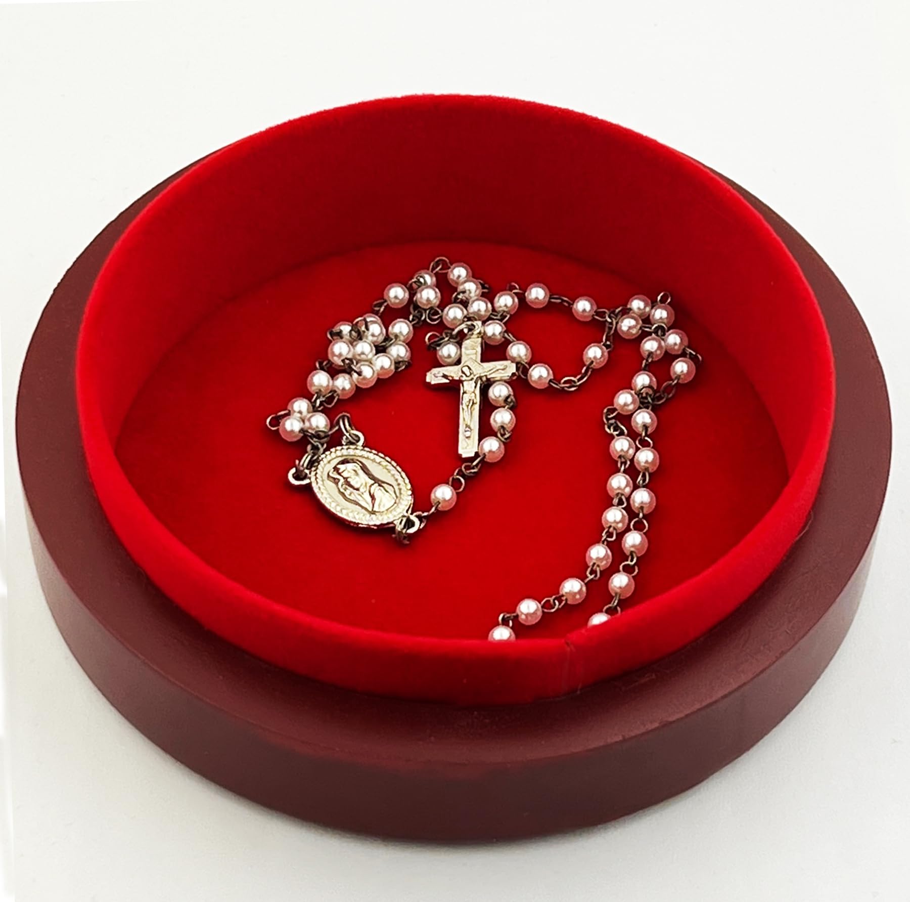 Needzo Virgin Mary Rosary Box - Handcrafted Wooden Prayer Bead Jewelry & Keepsake Box with Madonna and Child Icon - 5 Inch Religious Gift for Catholics, Prayer Time, Home Altar & Spiritual Protection