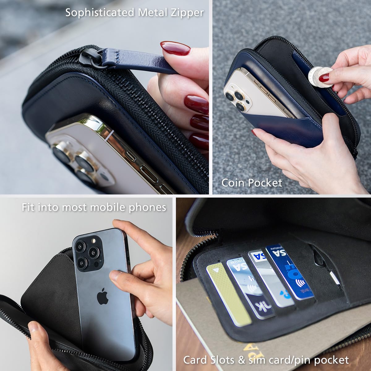 Premium Alto Travel Phone Wallet - Italian Leather Case & Passport Holder for iPhone 16/15/14/13/12 & Android (Up to 6.8