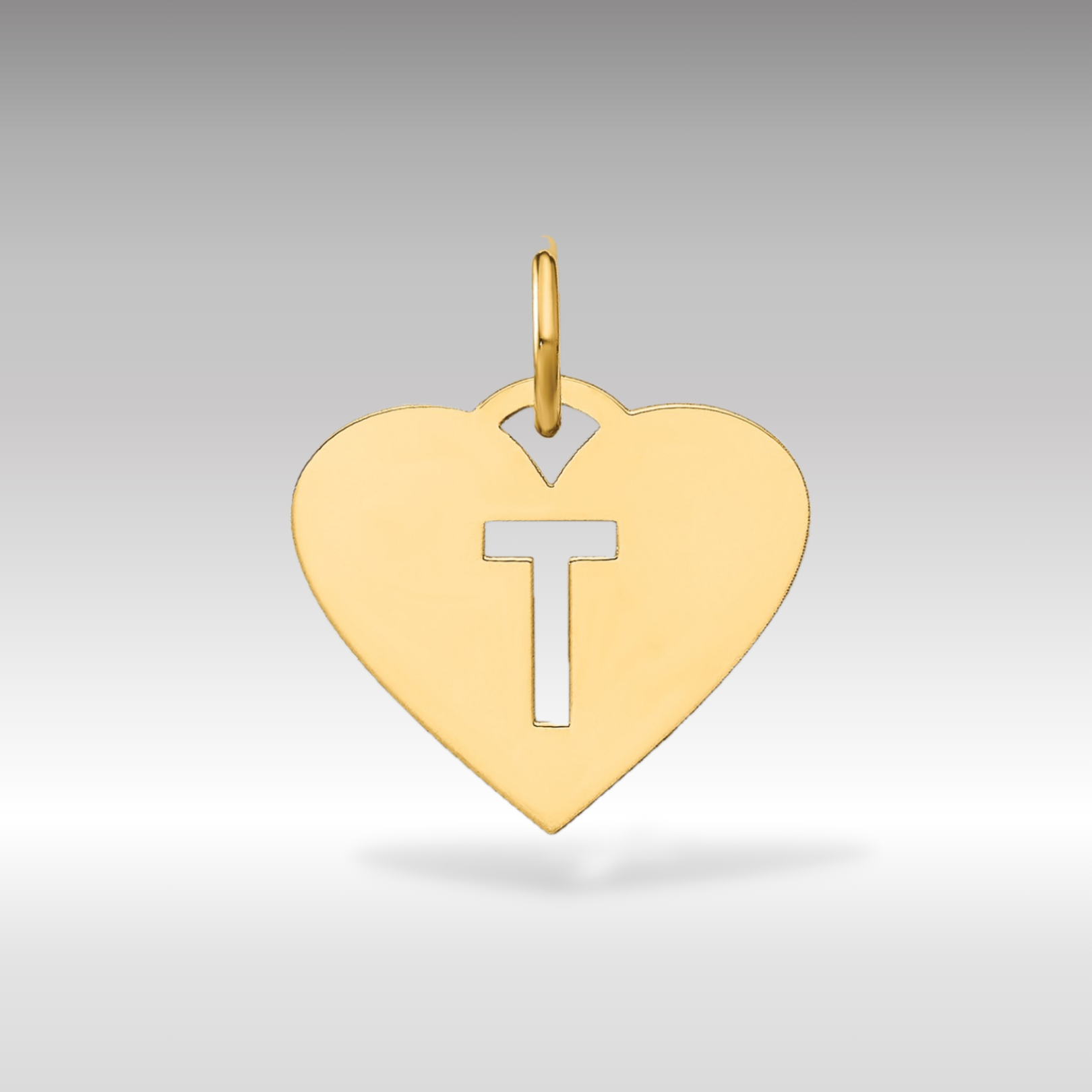 14K Gold Heart Cutout Letter T Pendant Necklace for Women - Elegant Initial Jewelry Gift for Her, Perfect for Valentine's Day, Anniversary & Everyday Wear
