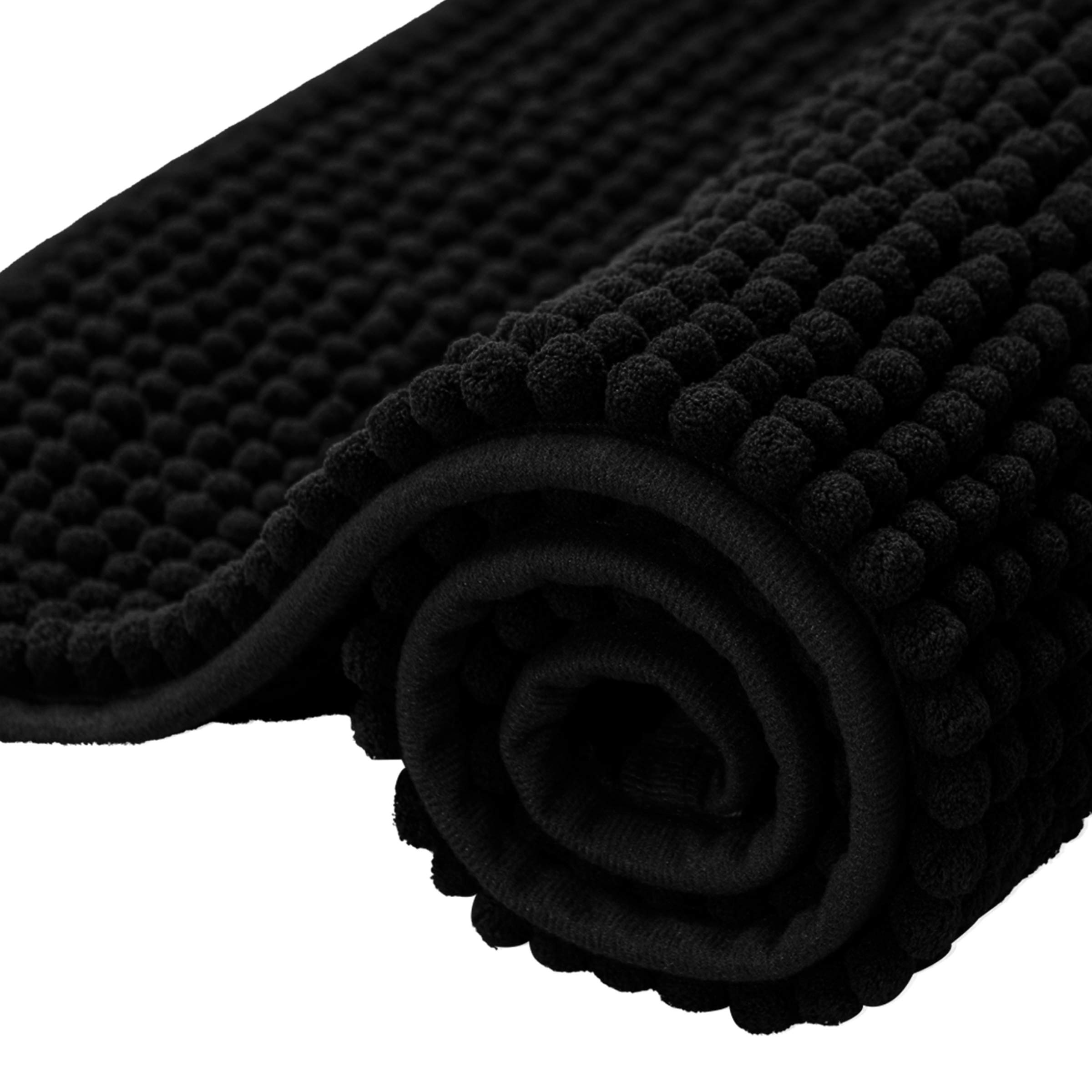 Premium Chenille Bathroom Rug - Ultra Soft & Plush Bath Mat, Super Absorbent & Quick Dry, Machine Washable (Black, 16