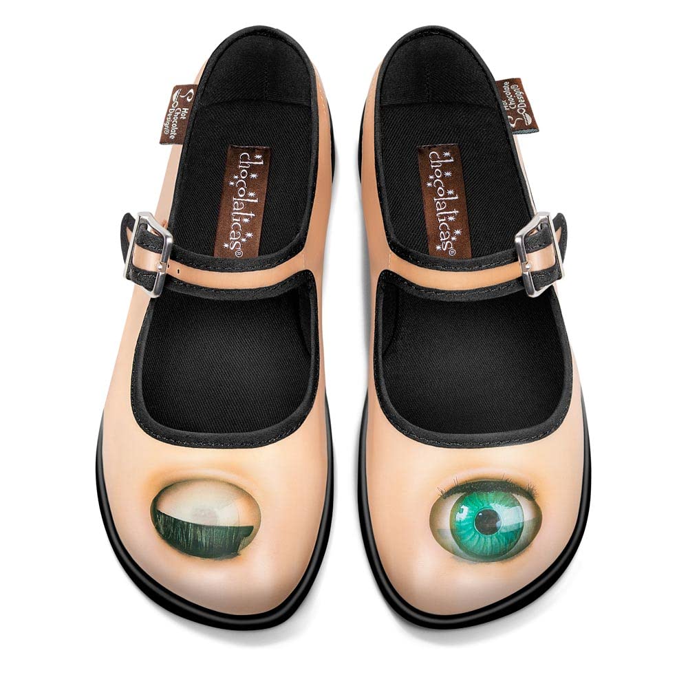 Funky Canvas Women's Mary Jane Flat Shoes - Hot Chocolate Design Chocolaticas | Comfortable & Stylish Casual Shoes for Women | Perfect for Everyday Wear, Office, and Weekend Outings