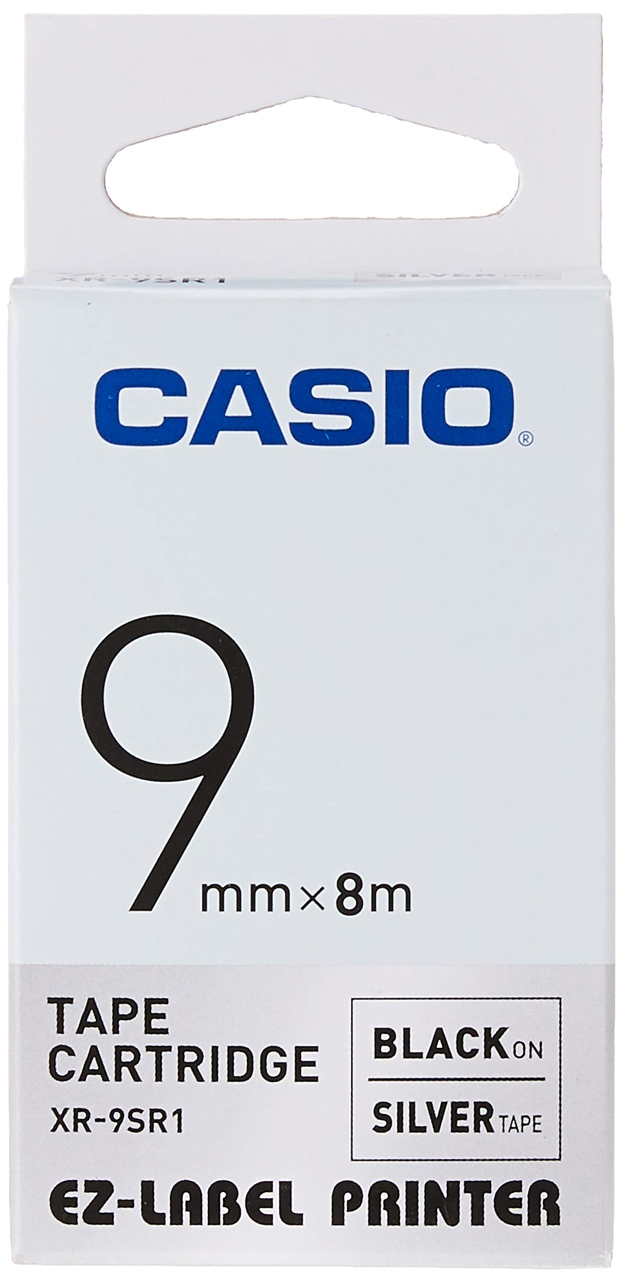 Casio EZ Label Printer XR-9X1 - 9mm x 8m Self-Adhesive Label Tape (Black on Silver) for Office Organization, Retail Pricing & Home Labeling Needs