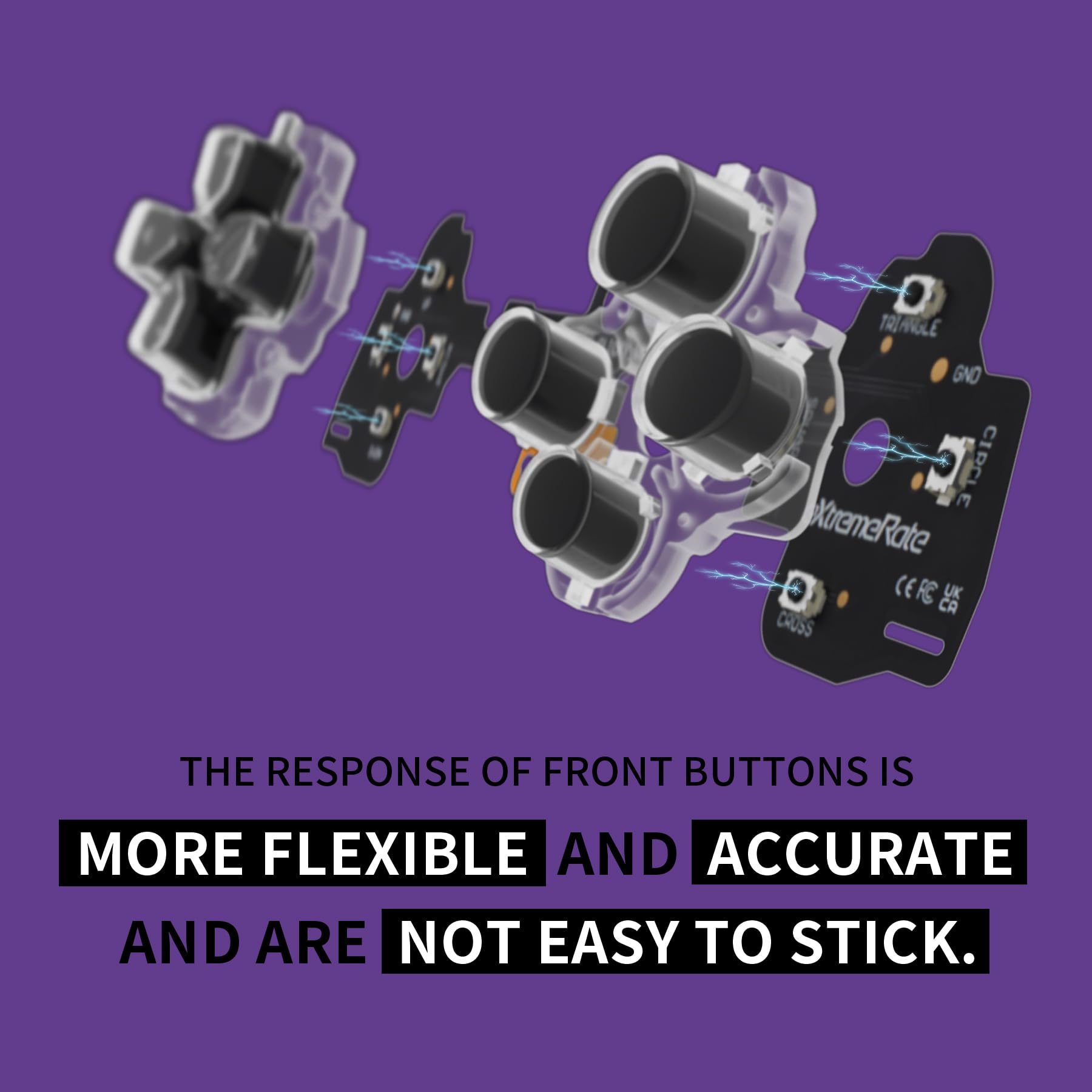 eXtremeRate Clicky Tactile D-Pad & ABXY Buttons Kit for PS5 Edge Controller - Custom Mouse Click Action Buttons (X, Circle, Square, Triangle) - Perfect for Competitive Gaming & Enhanced Controller Performance