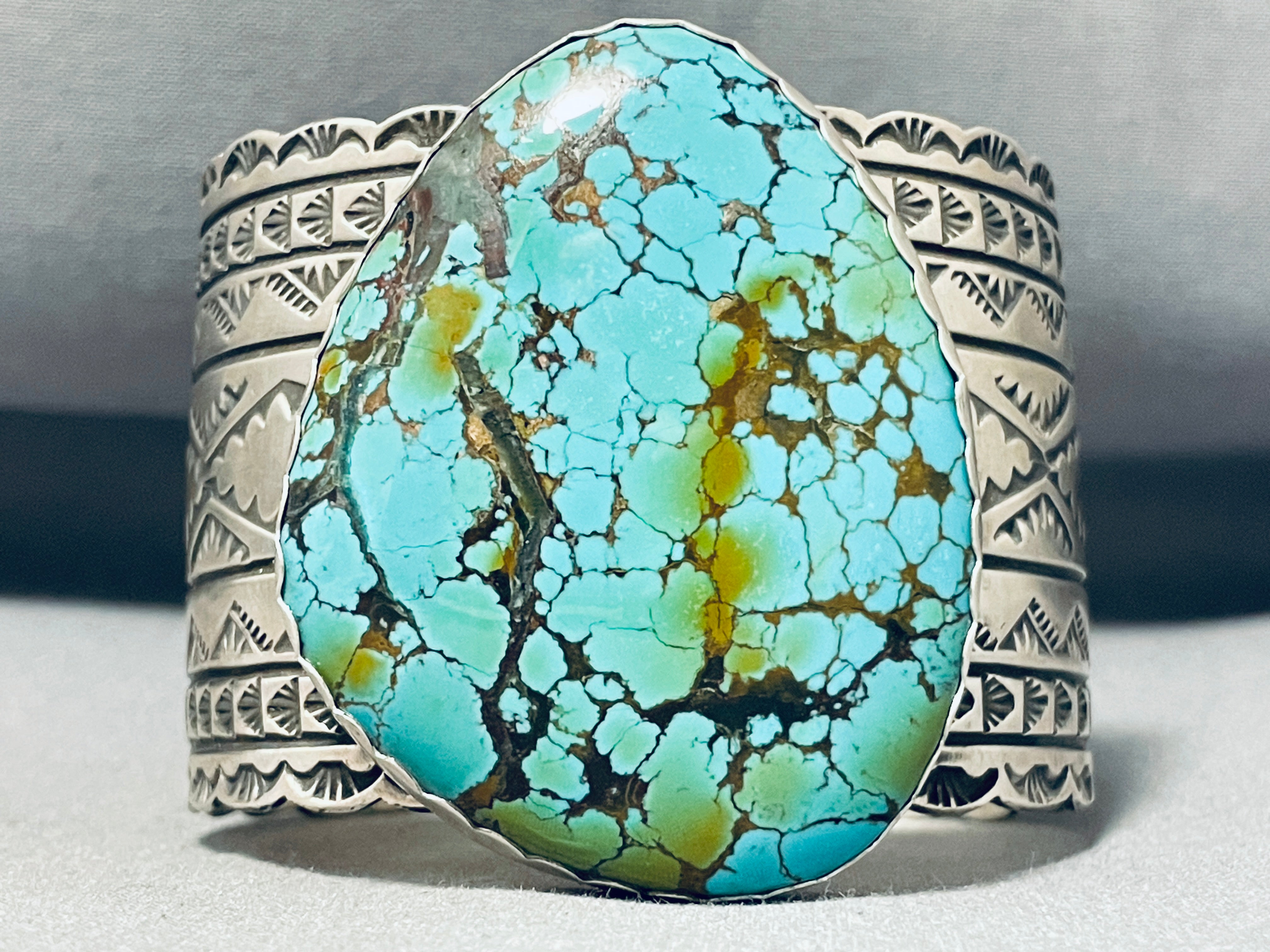 100+ Gram Authentic Native American Navajo Spiderweb Turquoise Sterling Silver Bracelet - Handmade Southwest Jewelry for Women & Men - Perfect for Boho, Western & Festival Fashion