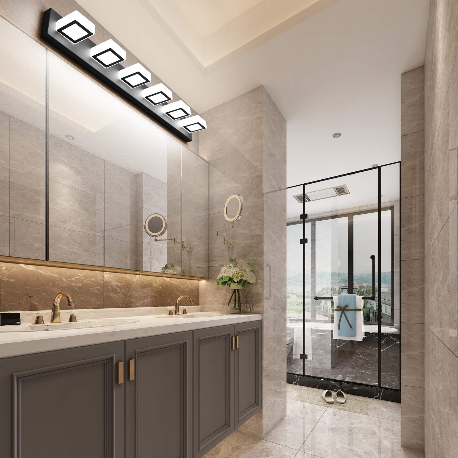 Ralbay 12W LED Bathroom Vanity Light - Matte Black Modern Acrylic Light Fixture for Bathroom Mirror Lighting - Perfect for Bathroom, Powder Room & Dressing Room Makeup Area