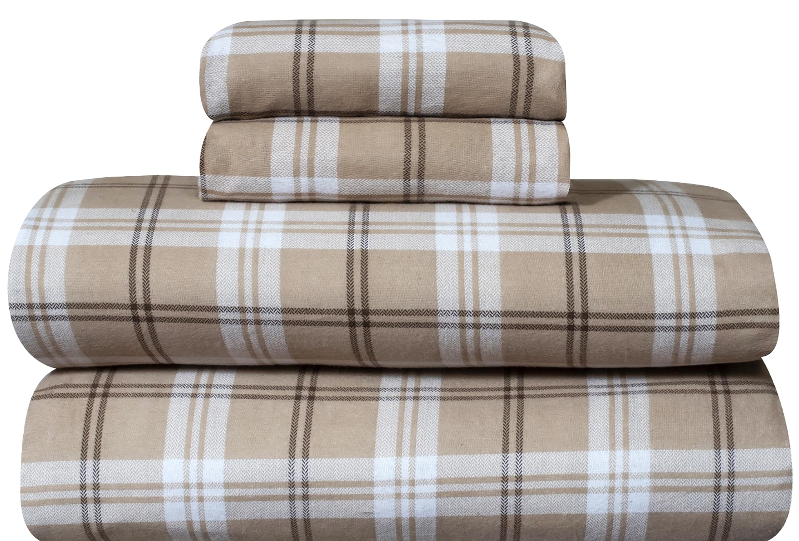 Bliss Casa 4-Piece 100% Cotton Flannel Sheet Set Queen Size - Ultra Soft & Warm Winter Bedding with Deep Pockets - Breathable All-Season Comfort - Double Brushed Luxury Bed Sheets for Cozy Nights - Perfect for Cold Weather & Guest Rooms
