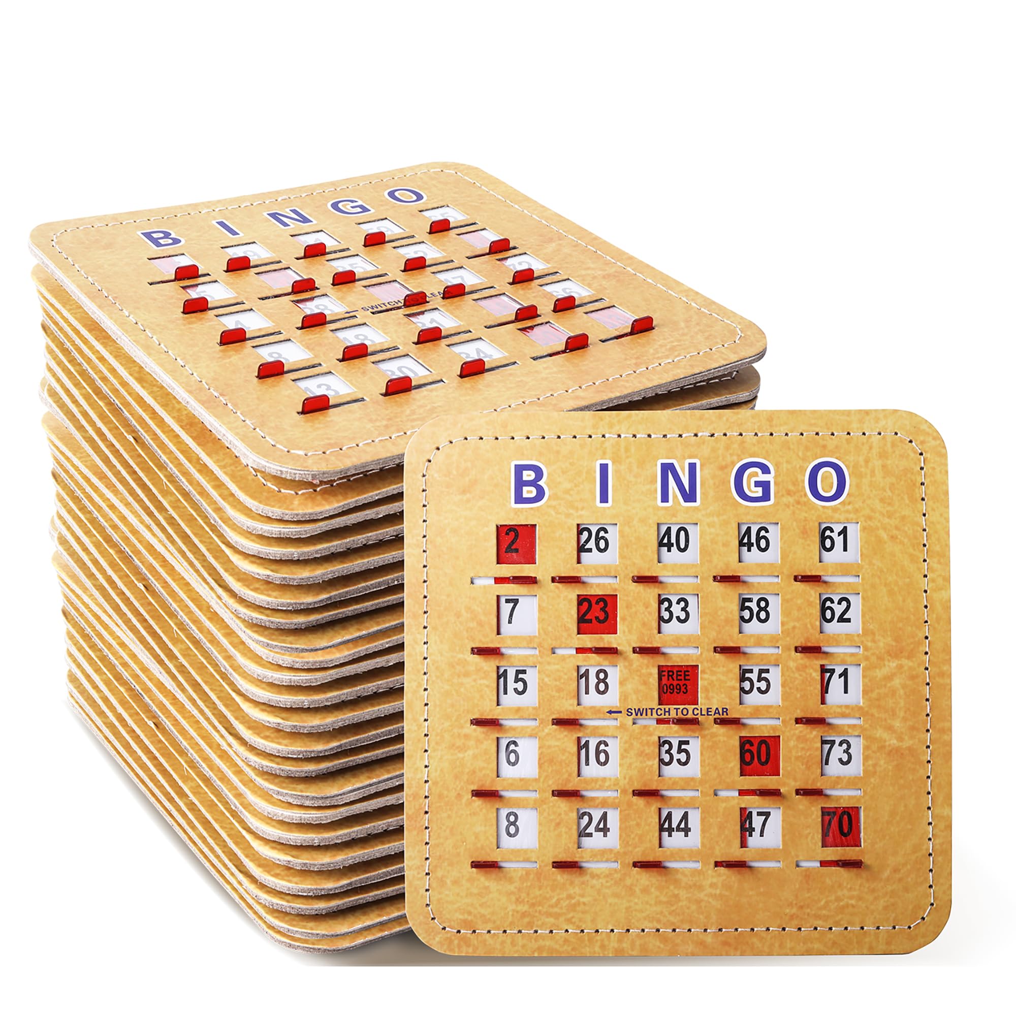 GSE 5-Ply Stitched Bingo Cards with Sliding Windows - 100-Pack Large Print Easy-Read Bingo Game Cards for Adults & Seniors - Perfect for Bingo Nights, Family Game Nights, and Senior Center Activities