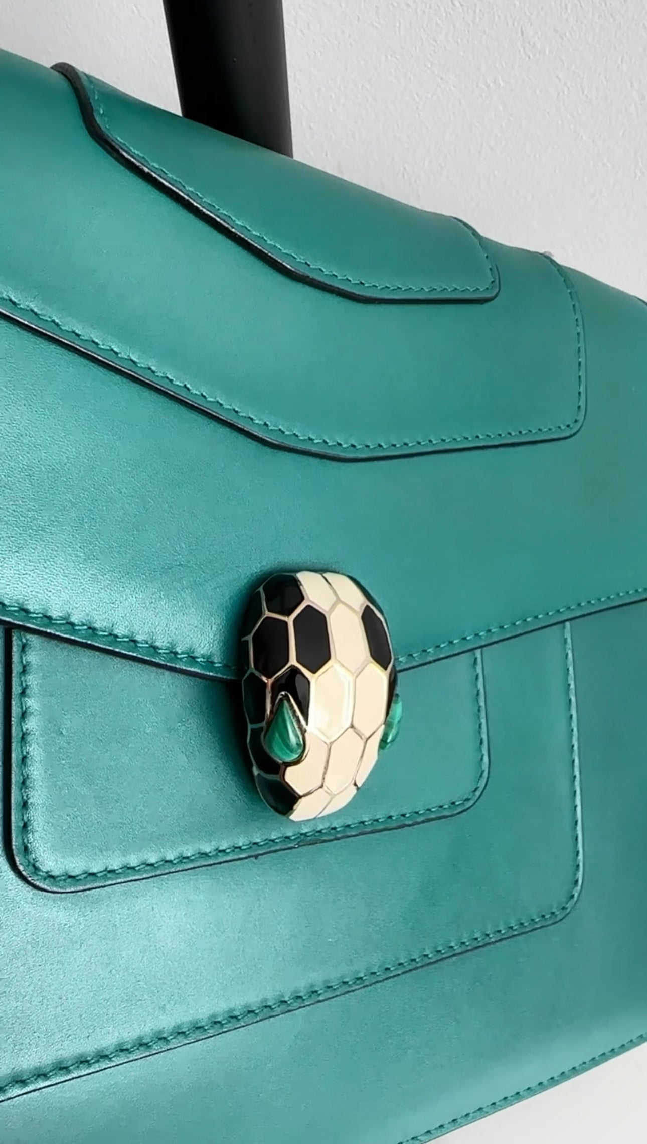 Bvlgari Serpenti Forever Dark Green Leather Flap Bag - Luxury Designer Handbag for Women, Perfect for Evening Events & Parties