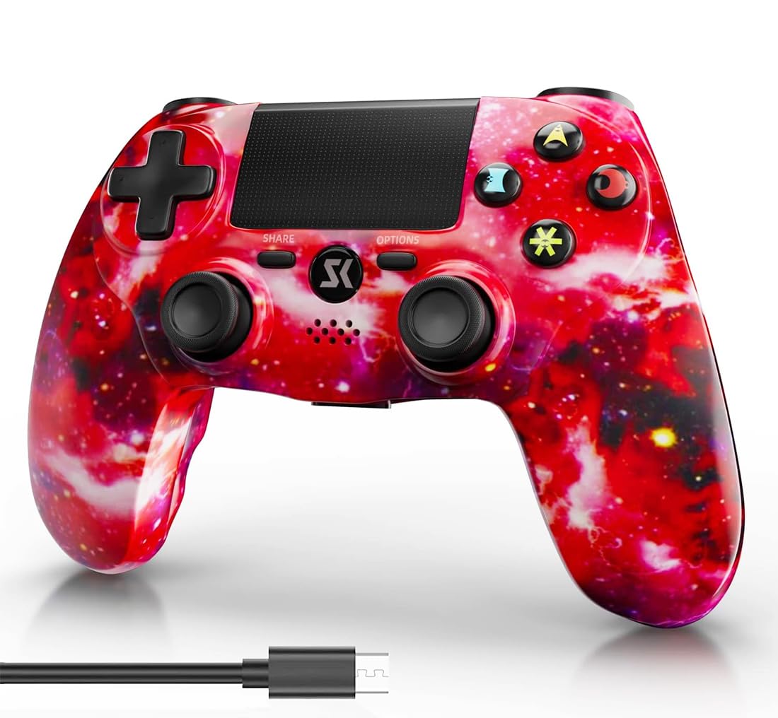 Wireless PS4 Controller for PlayStation 4/Pro/Slim - Dual Shock with 6-Axis Motion Sensor, Touch Pad, Built-in Speaker & Stereo Headphone Jack - Perfect for Gaming, Streaming & Multiplayer Sessions