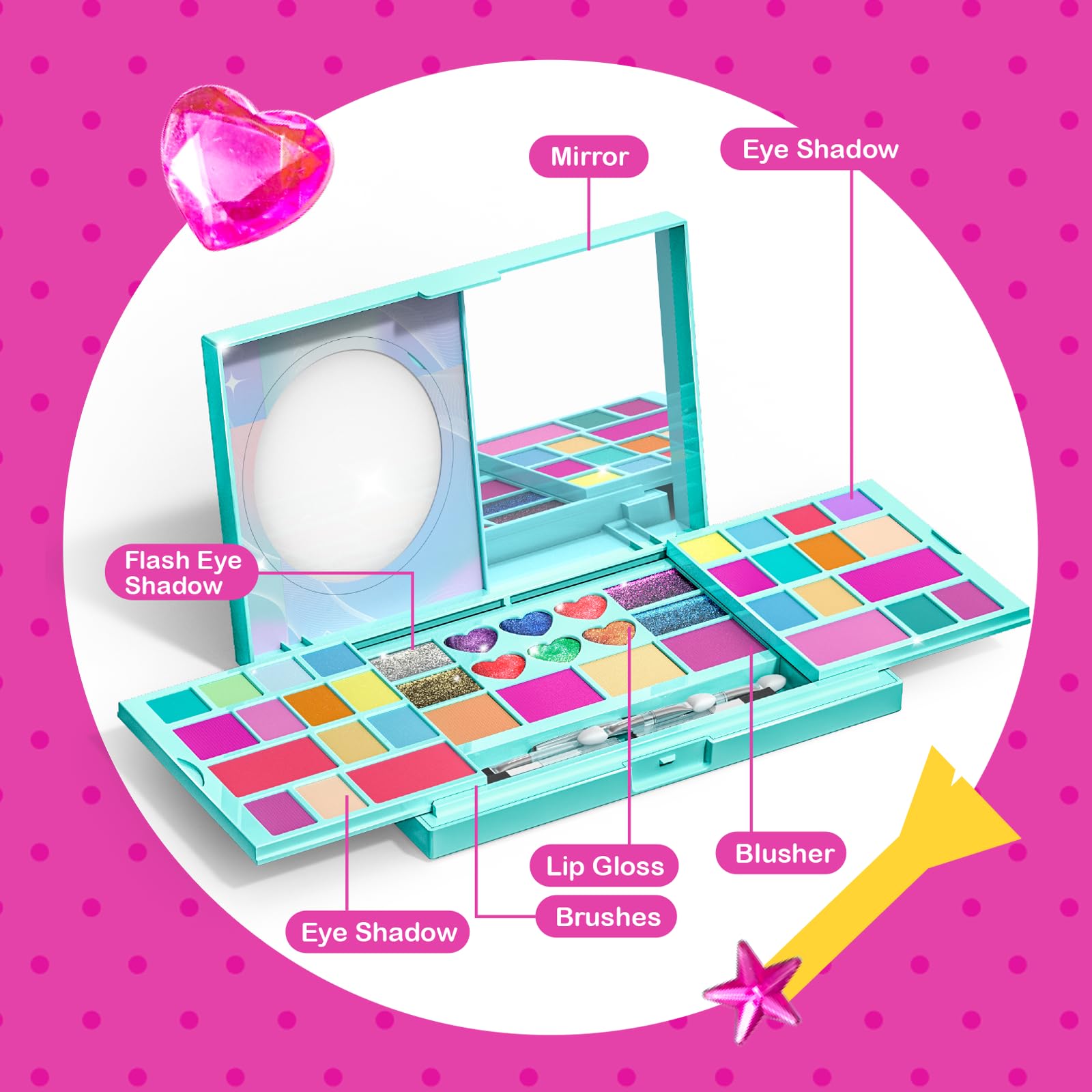 Tomons Washable Kids Makeup Kit - Birthday Gift for Girls 3-10 Years - Pretend Play & Dress Up