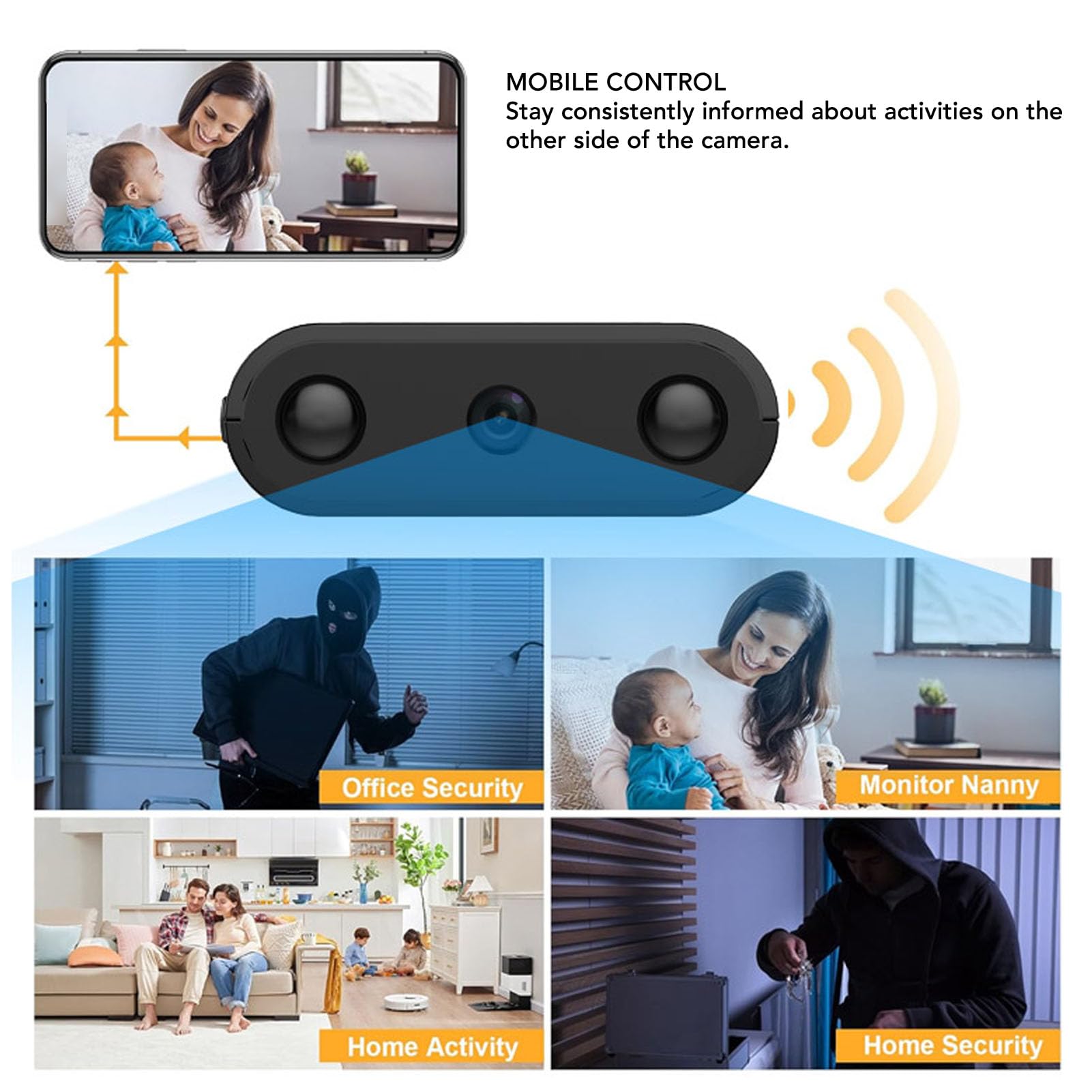 Plyisty WiFi Smart Security Camera 1080P HD Wireless Indoor Outdoor Camera with Built-in Microphone, Motion Detection & Night Vision - Ideal for Home Security Monitoring Closets, Balconies, Porches, Garages and Baby Rooms