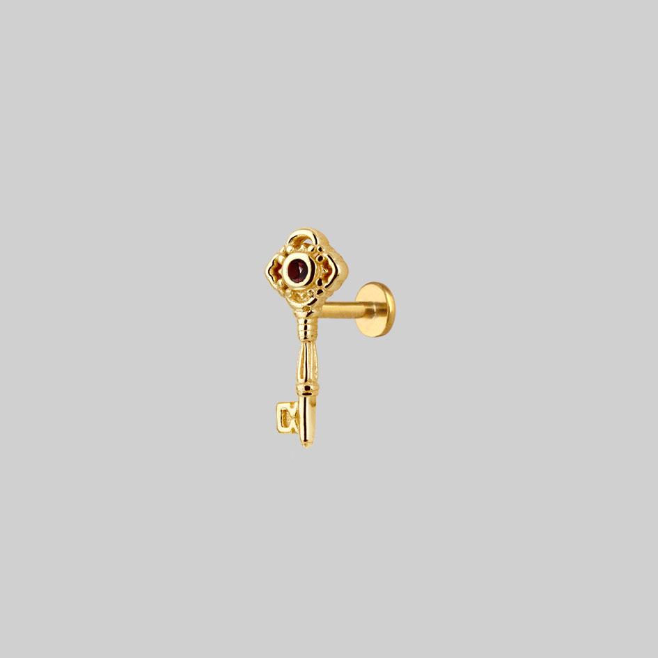 TWILIGHT Gold Skeleton Key Stud Earrings for Women - Vintage Style Jewelry Gift for Birthday, Anniversary & Special Occasions