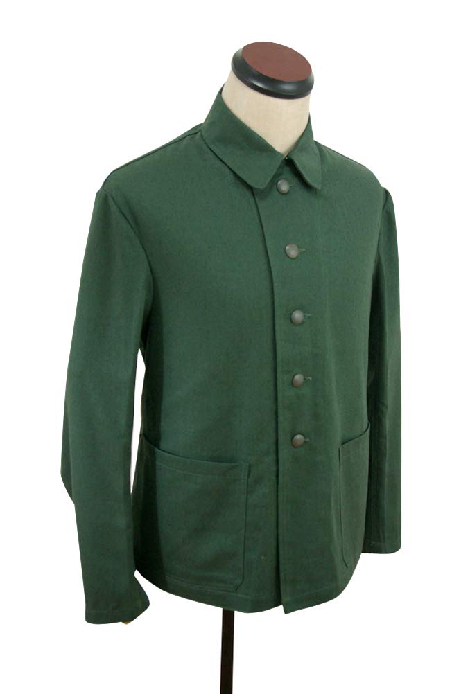 Original German WWII HBT Reed Green Drill Service Tunic - Authentic Reproduction for Reenactment, Collectors & Historical Displays