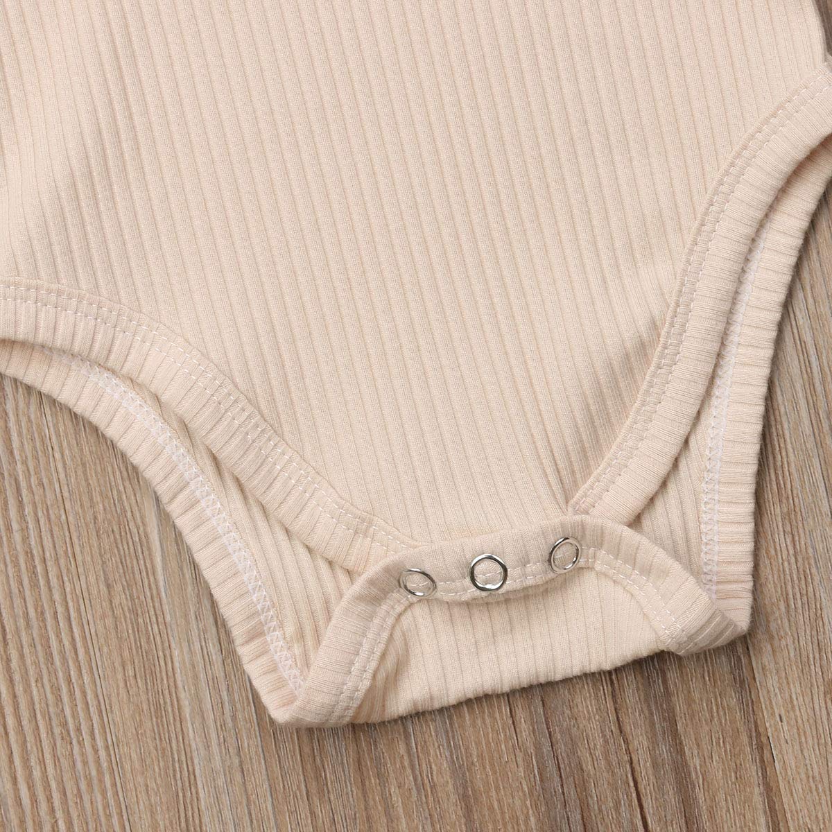 Newborn Baby Girl & Boy Cotton Romper - Long Sleeve Ruffle Jumpsuit One-Piece Bodysuit | Soft & Comfortable Fall Winter Outfit (Beige, 6-12 Months) | Perfect for Family Photos, Daily Wear & Special Occasions