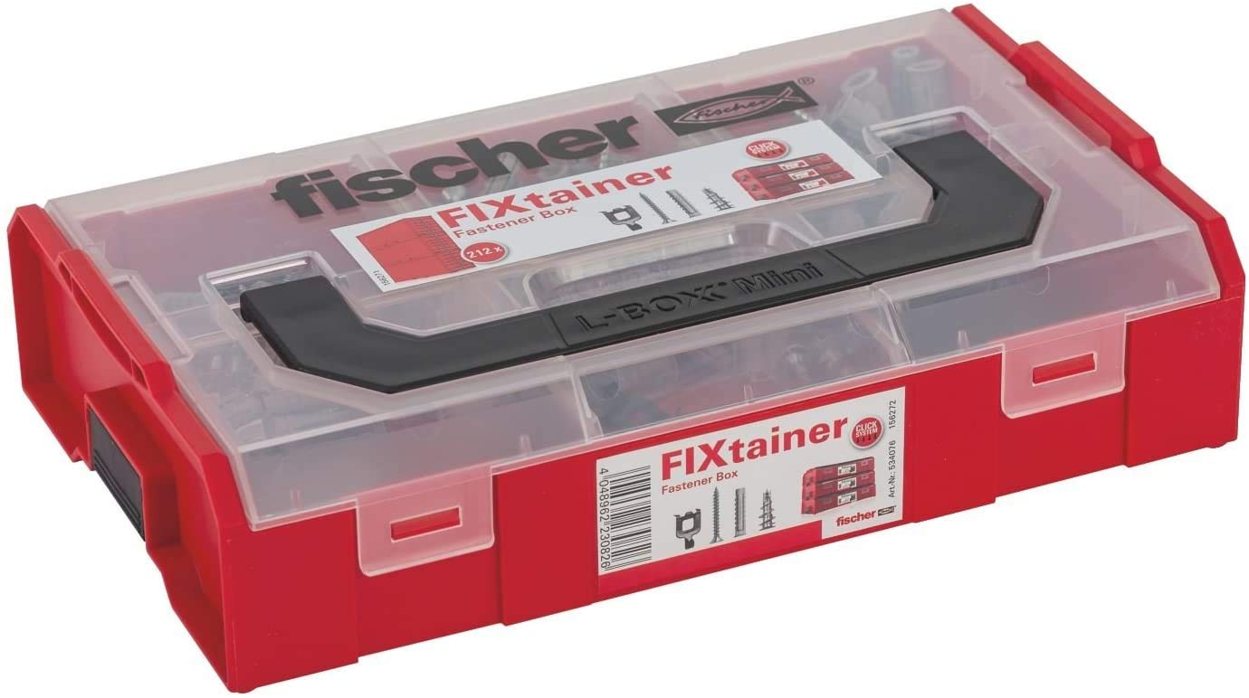 Fischer Fixtainer Dowel Assortment 534076 - 120-Piece Pack with Screws (212 Total Count) | Fast & Fix Solution for Woodworking, Furniture Assembly & DIY Projects