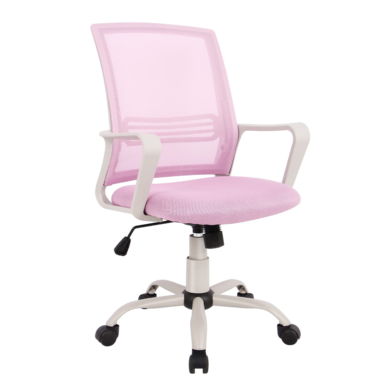 Ergonomic Office Chair with Lumbar Support - Adjustable Mesh Computer Desk Chair with Wheels & Arms for Home Office, Gaming, or Study - Deep Pink