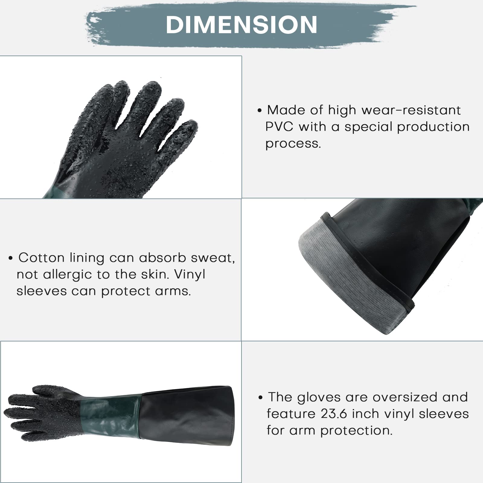 Rubber Sandblasting Gloves 23.6