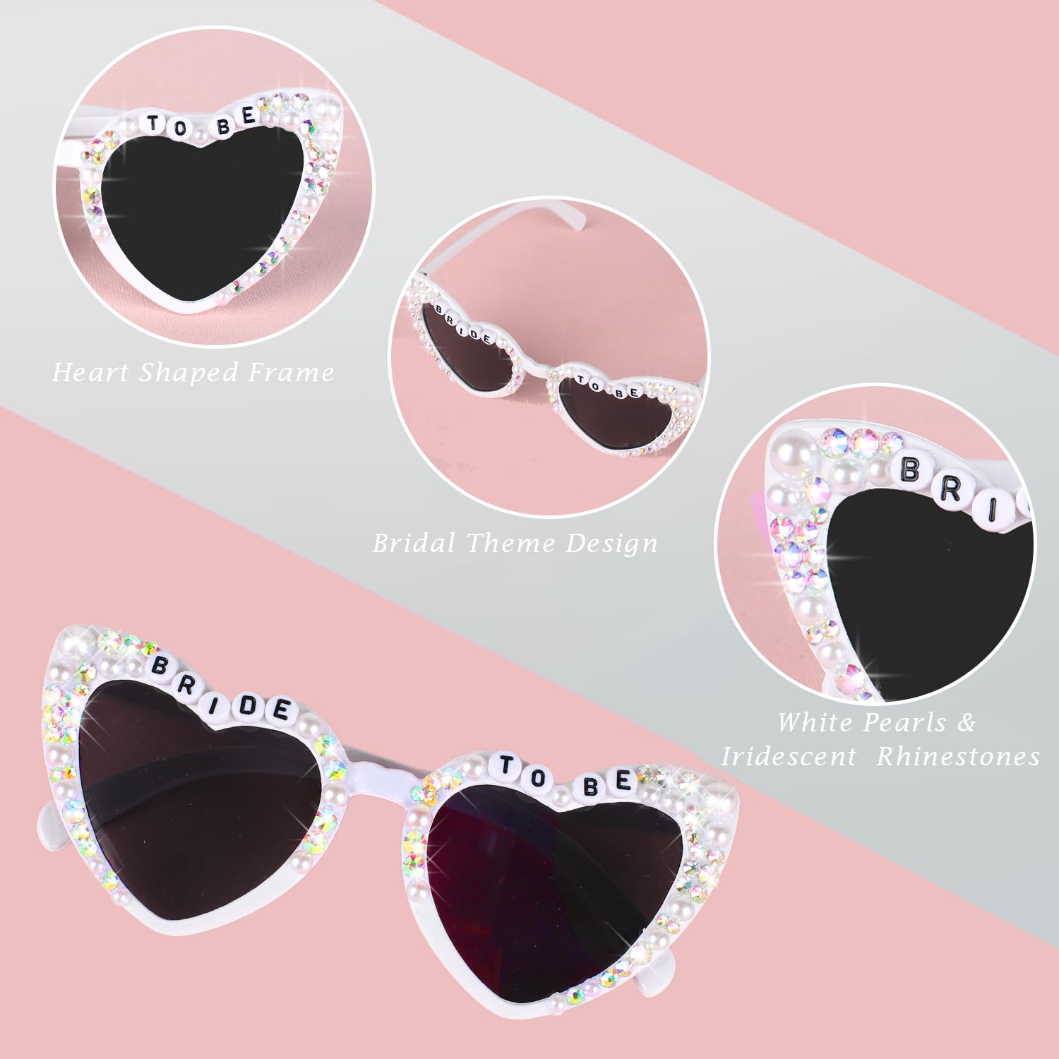 Bachelorette Party Sunglasses for Bride - White Heart-Shaped Bridal Sunglasses | Perfect Bachelorette Party Gifts & Wedding Accessories | Great for Bridal Showers, Wedding Photos & Beach Getaways
