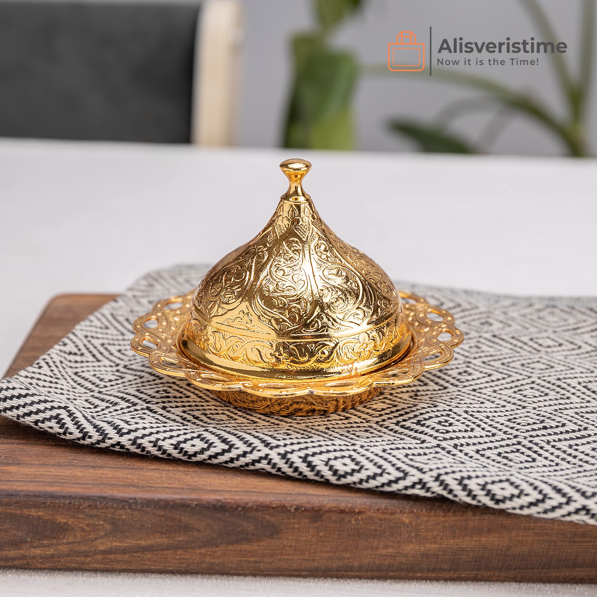 Premium 6-Piece Turkish Coffee Cup Set with Saucers & Lids - Ottoman Tulip Design (Gold/Lale) - Traditional Espresso Cups for Home, Cafe & Gift Giving