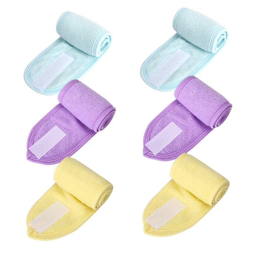 ZAUKY Stretchable Elastic Adjustable Makeup Headband - Soft Spa & Facial Head Wrap for Women - 6 Pack Multicolor Headbands for Skincare, Washing Face, Hair Styling & Relaxation at Home