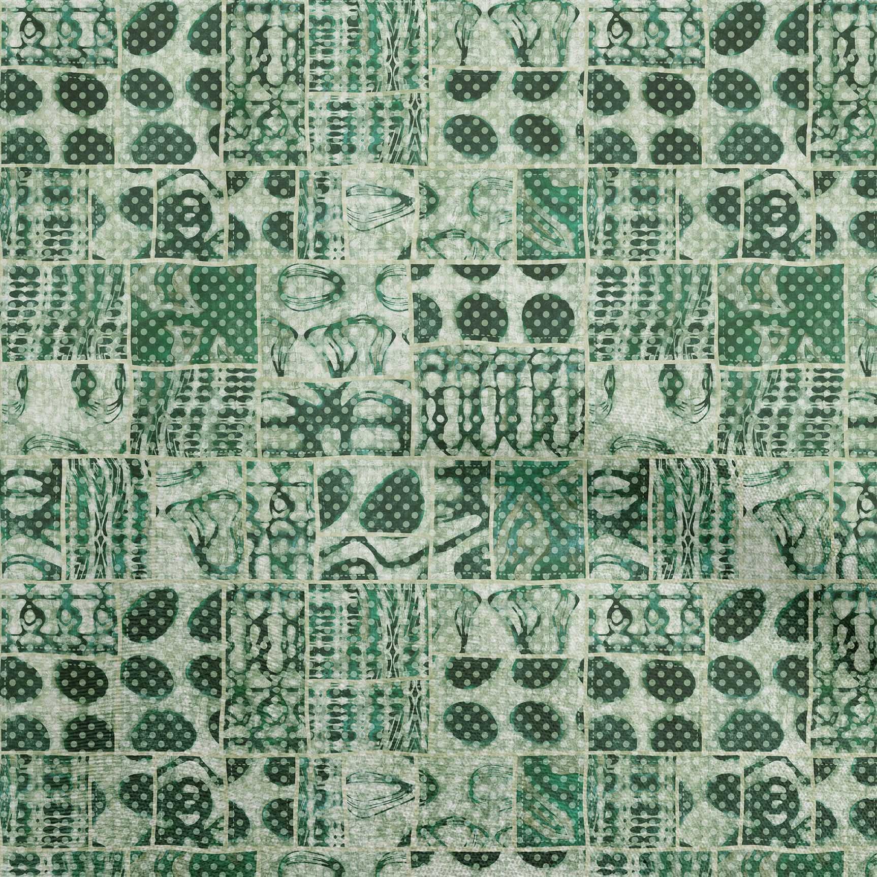 oneOone Polyester Spandex Green Fabric - Asian Batik Print DIY Sewing Material by The Yard (56