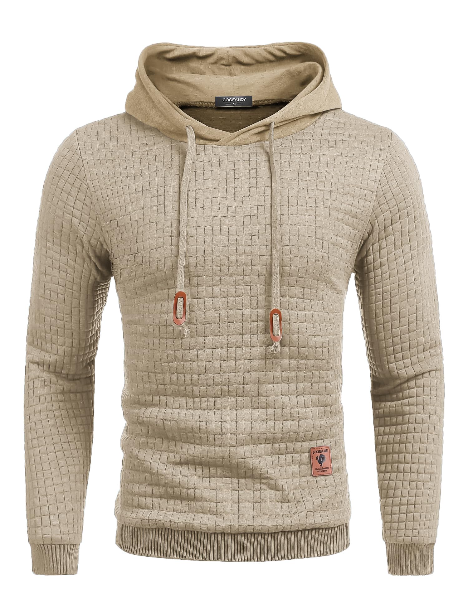 COOFANDY Men's Casual Hooded Sweatshirt - Long Sleeve Waffle Knit Pullover Hoodie with Drawstring | Perfect for Fall Winter Layering, Streetwear & Outdoor Activities