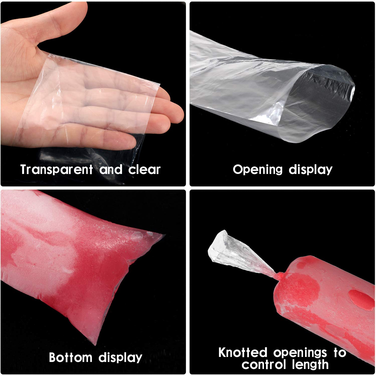 Boao Disposable Ice Cream Mold Bags - Plastic Ice Candy Bags for Homemade Ice Cream, Yogurt & Candy Making - Perfect for Summer Treats, Kids Parties & DIY Desserts