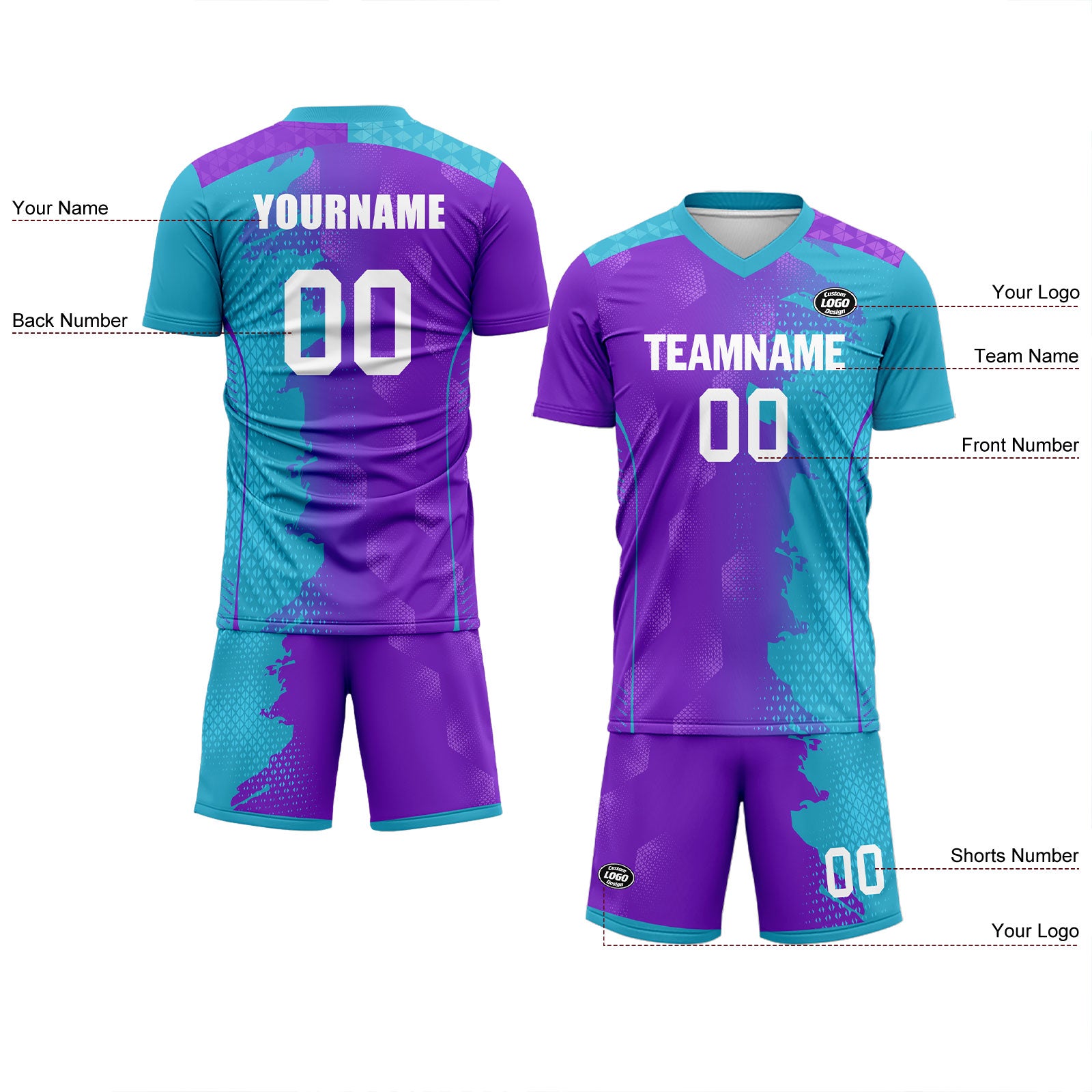 Custom Blue & Purple Soccer Jersey Sets - Personalized Team Uniforms SCJ101 D020210 for Men, Women & Youth - Perfect for Matches, Training & Fan Gear