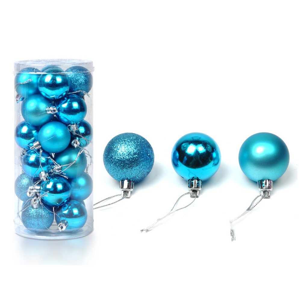 24-Piece Light Blue Christmas Baubles Set - Xmas Tree Ornaments, Holiday Party Decorations for Home, Office & Festive Celebrations