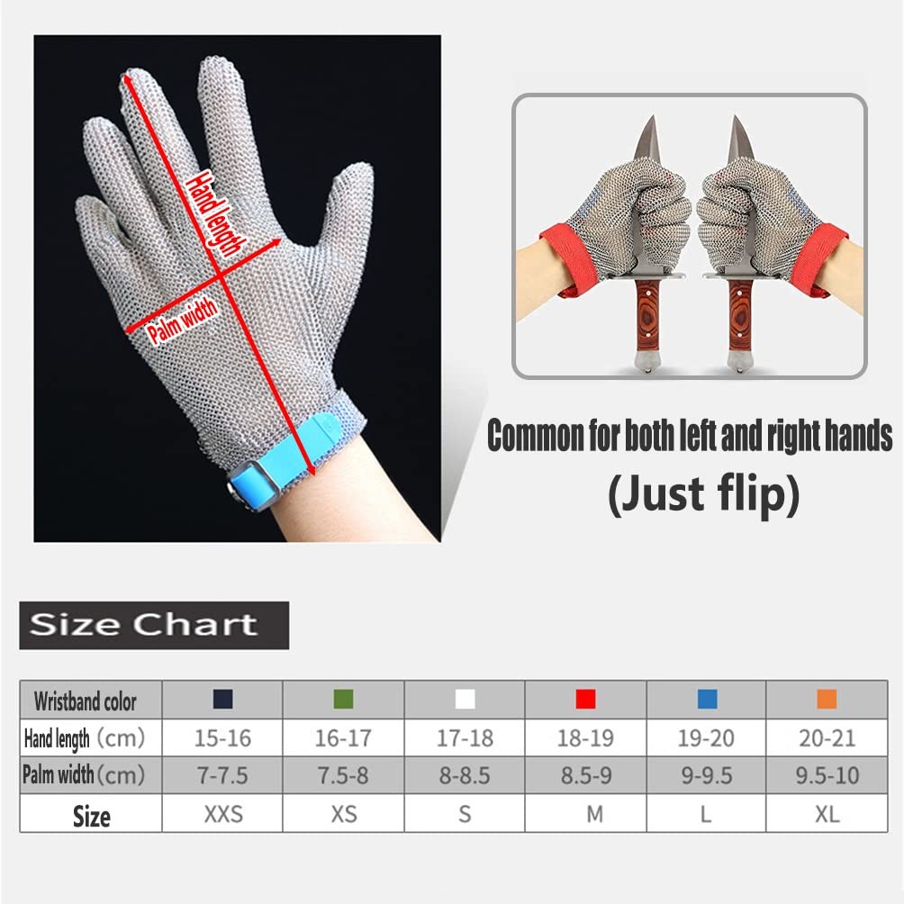 Cut Resistant Stainless Steel Gloves for Gardening, Wood Carving & Glass Cutting - Safety Work Gloves with Chainmail Protection (2PCS, XL) - Ideal for DIY Projects, Construction & Food Handling