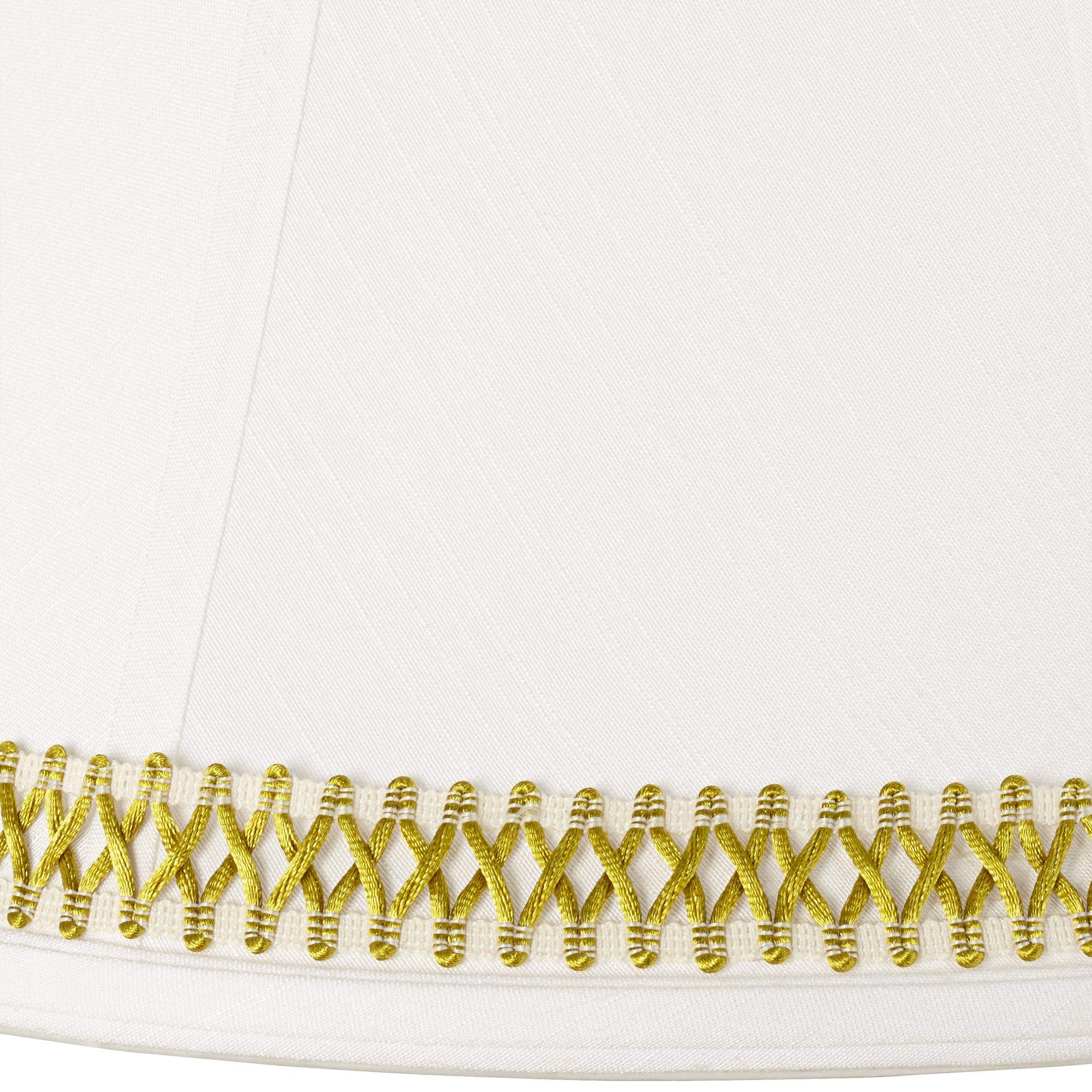 White Large Bell Lamp Shade with Gold Satin Weave Trim - 9