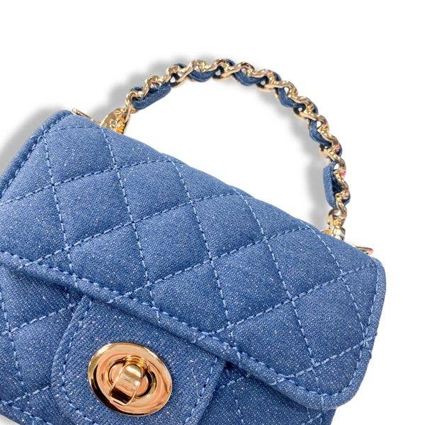 Sparkly Denim Quilted Crossbody Purse for Women - Stylish Black Evening Bag with Rhinestones, Perfect for Parties, Date Nights & Special Occasions