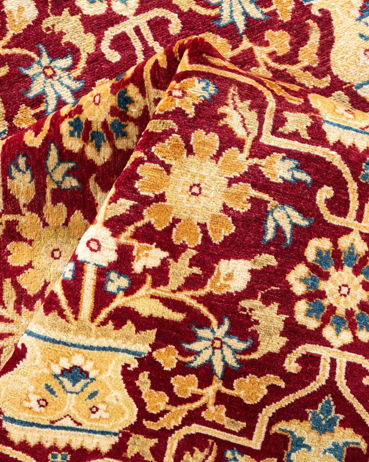 Handmade Traditional Oriental Mogul Red Wool Rug 6x9 ft - One of a Kind Hand Knotted Solo Rugs for Living Room, Bedroom & Home Decor