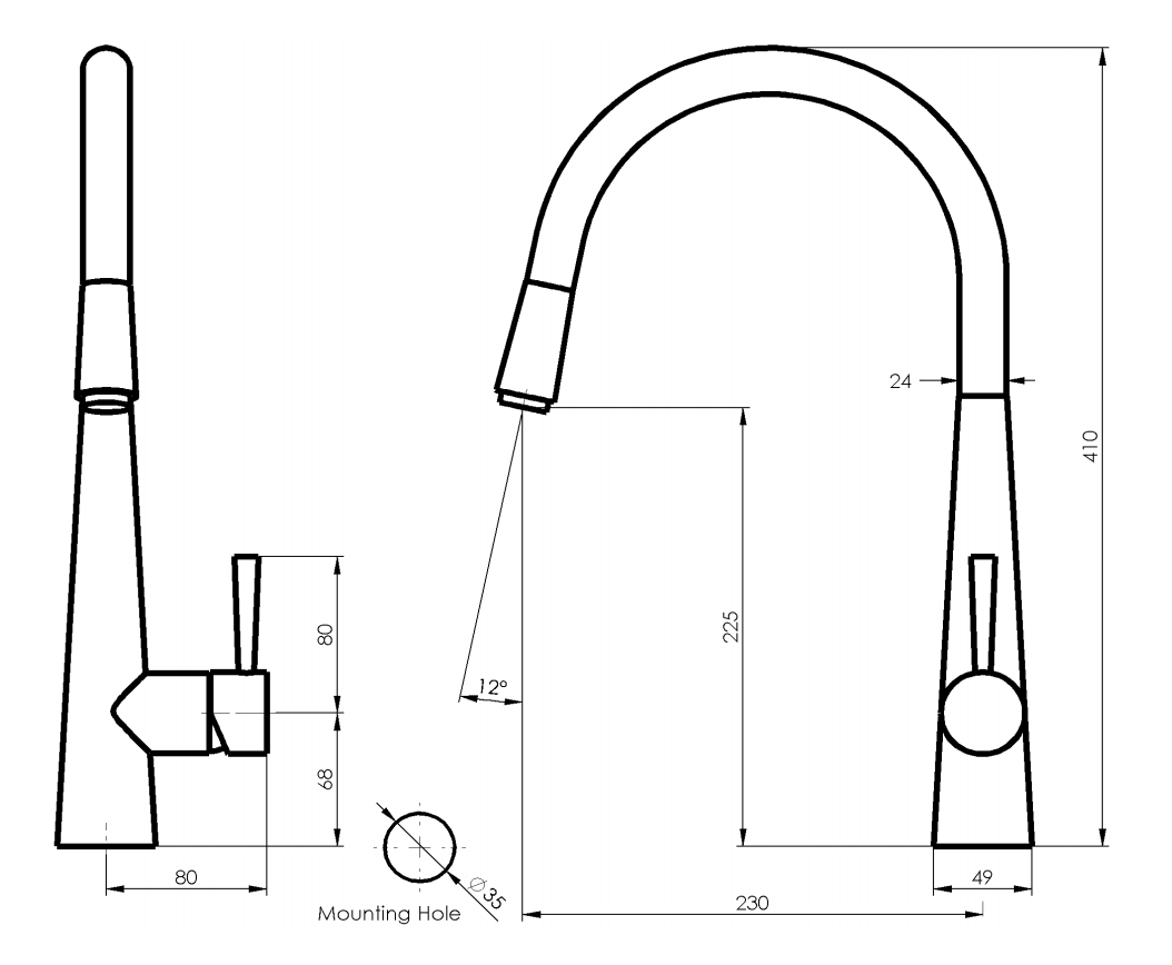 Greens Galiano LF175203GM Gooseneck Pull Down Kitchen Sink Faucet with Spray Gun - Matte Gun Metal Finish for Modern & Farmhouse Style Kitchens