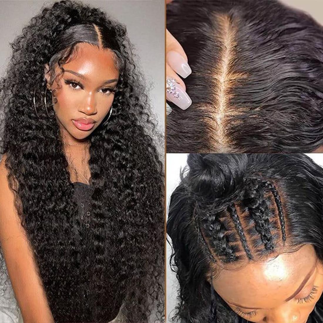 13x6 HD Transparent Lace Front Wigs for Black Women - Mongolian Deep Curly Human Hair Wig with Baby Hair | Glueless Pre-Plucked Deep Wave Frontal Wig (26 Inch) - Perfect for Daily Wear, Parties & Special Occasions