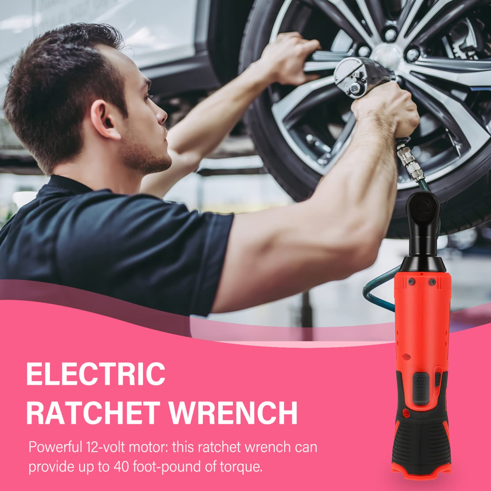 Housoutil 20V Cordless Electric Ratchet Wrench Set - Professional Power Tool Kit for Mechanics, Auto Repair & DIY - Lithium-Ion Battery Powered for Cars, Trucks, Motorcycles & Home Maintenance Projects