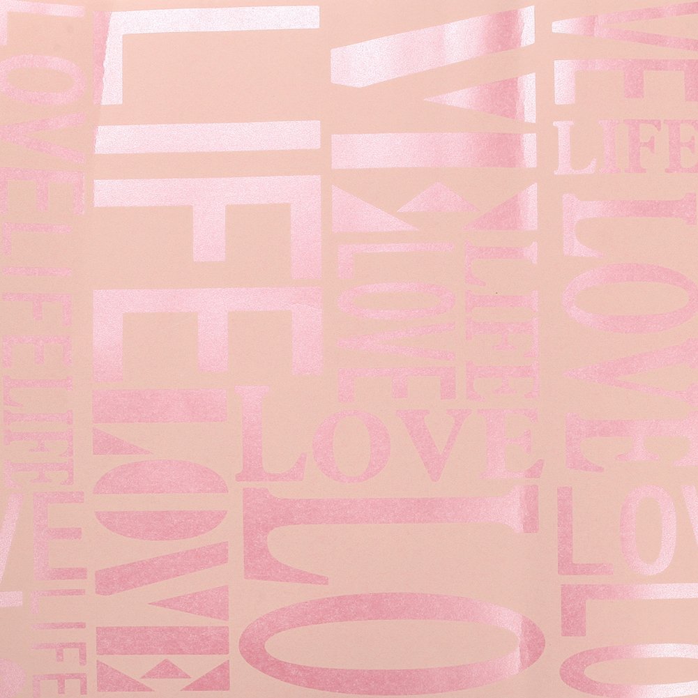 Korean Style Romantic Love Alphabet Pattern Non-Woven Wallpaper - Pink Floral Peel and Stick Wallpaper for Girls Room, Bedroom, Nursery, Dorm Decor