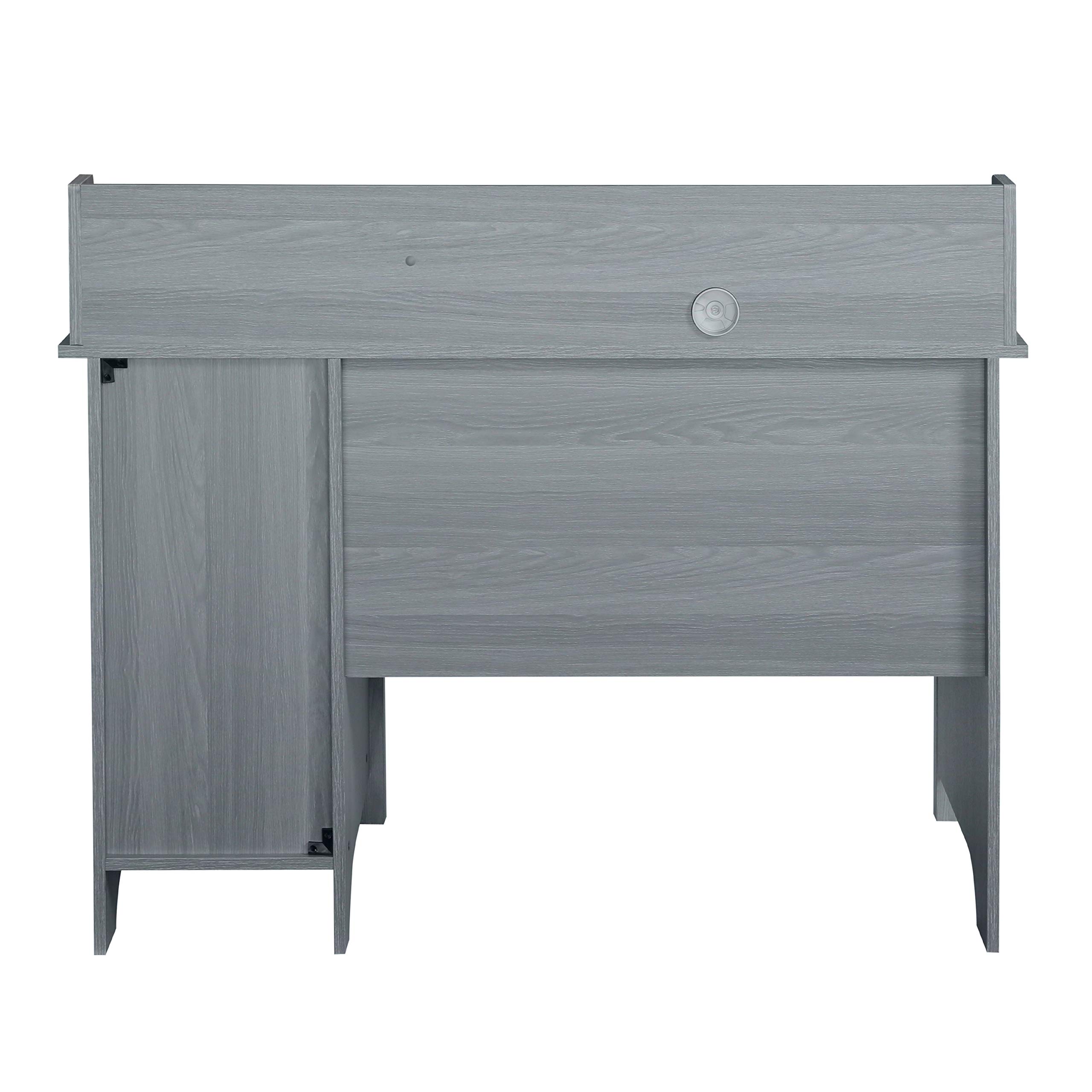 Techni Mobili Classic Office Storage Writing Desk - Grey, Modern Computer Desk with Drawers for Home Office, Study & Workspace Organization