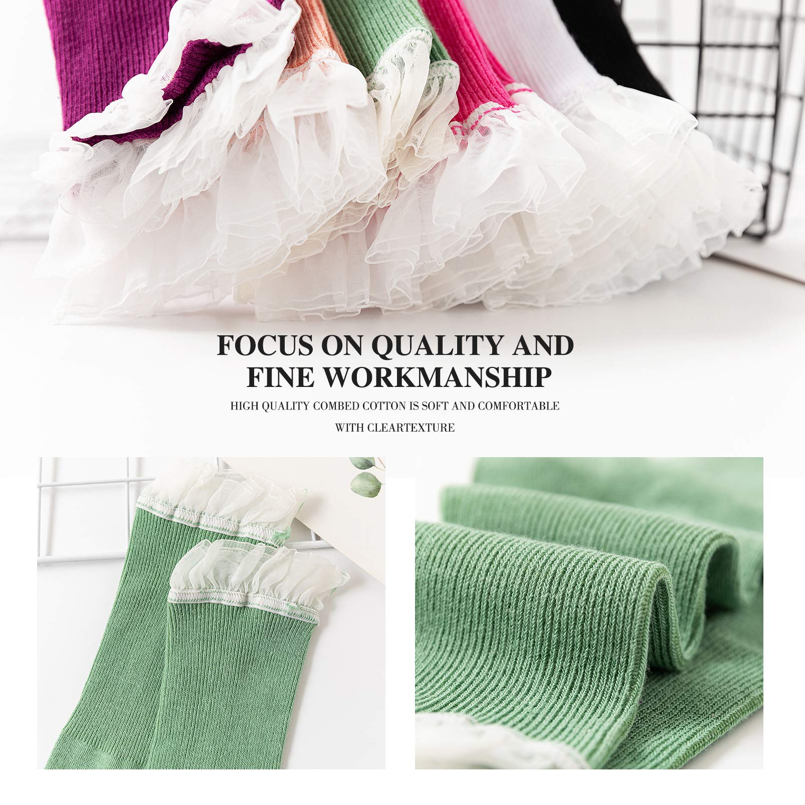 SEMOHOLLI Women's Lace Ruffle Ankle Socks - Fashionable Frilly Socks for Ladies & Girls - Perfect for Princess Costumes, Vintage Outfits & Everyday Wear